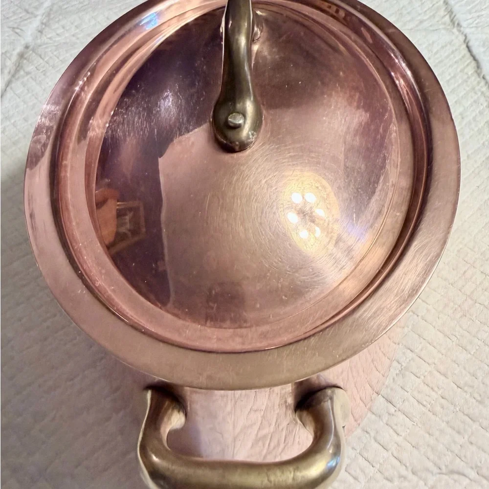 Williams Sonoma small oval copper roasting pot with Lid.